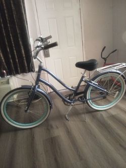 Blue Cruiser Bike with Rear Rack