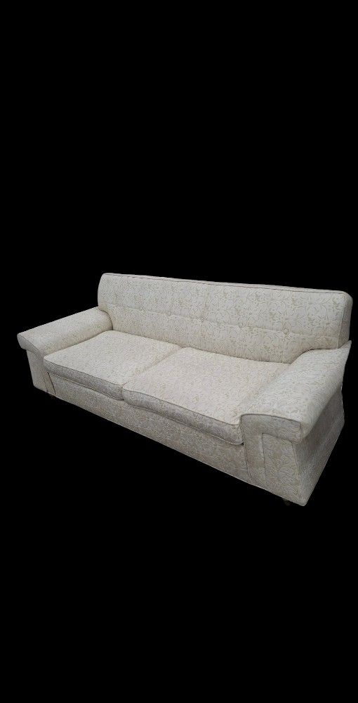 Vintage Mid Century Modern Off White Sleek Design Couch