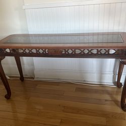 Elegant Wood & Glass Console Table