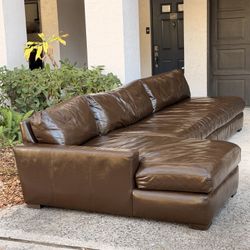 L Shaped RH Restoration Hardware Leather Sectional Sofa Couch