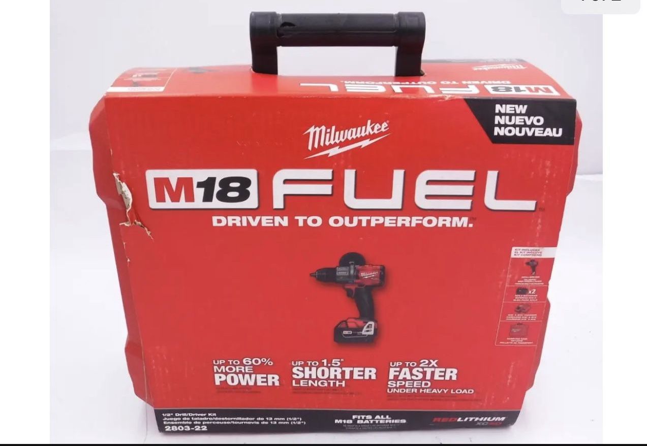 Milwaukee 2803-22 M18 FUEL Brushless 1/2" Drill/Driver Kit W/(2) BATTS NISB FSHP