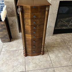 Elegant Wooden Jewelry Armoire – Flip Mirror & Velvet Drawers