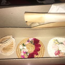 Vintage doll hats 3 inch wide