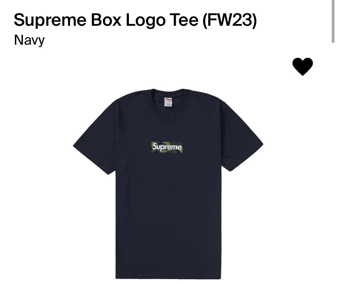 Supreme Camo Box Logo Tee Shirt  FW23 Navy Size M