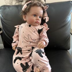 Handmade 19inch Reborn Dolls Realistic Newborn Girl with Rooted Mohair Toys Gift