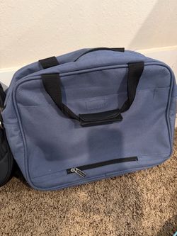 Black gym, blue Travel bag, black lap top case