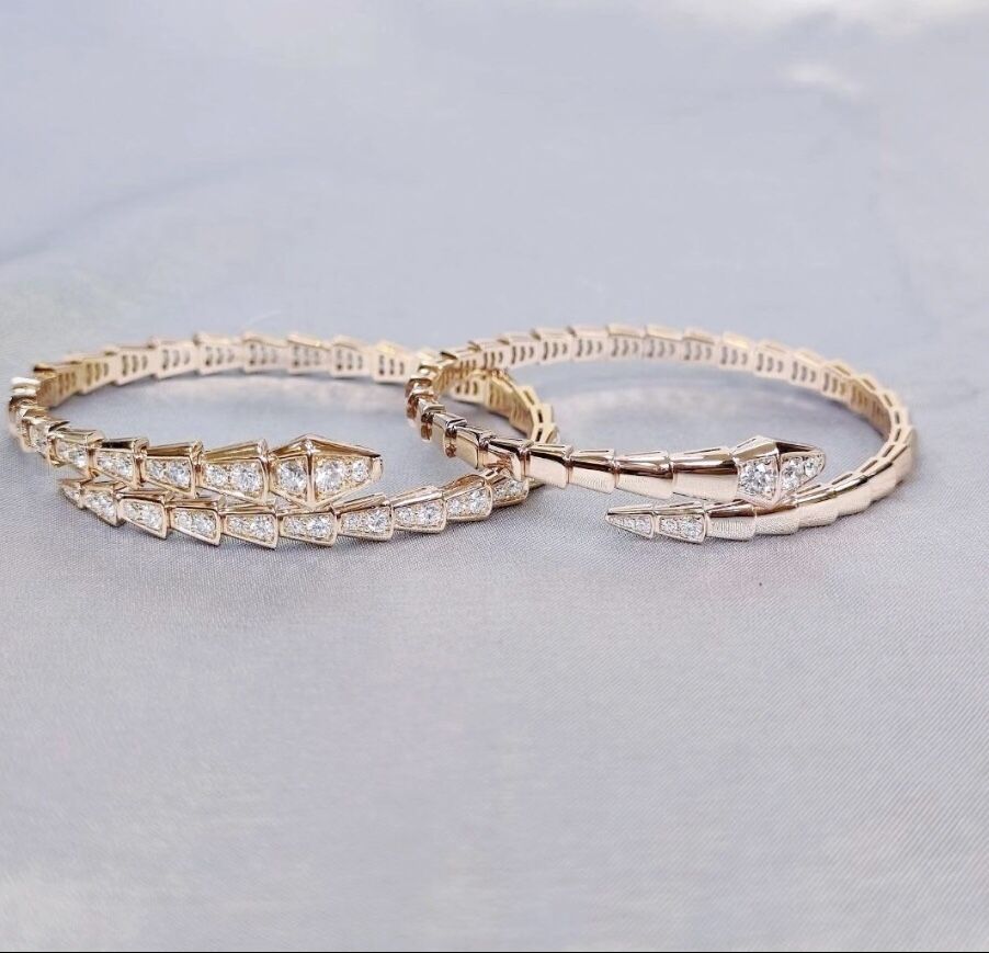 BVLGARI SERPENTI SERPENTI VIPER Series 18k Rose Gold Diamond Bracelet Women's(175)46