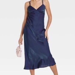 Wild Fable Mermaid Blue Green Iridescent Maxi Strappy Empire Dress Size X Small