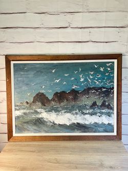 Large MCM Original Ocean Nautical Painting