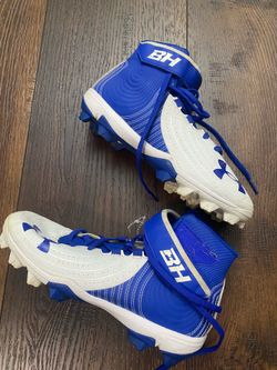 Blue and white baseball cleats size 6.5 by Under Armour