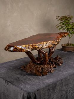Antique furniture, beautiful redwood coffee table