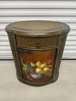 Solid Wood/Rattan Oval Decorative Accent Table