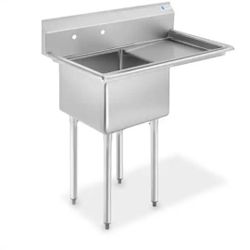 GRIDMANN
 
39 in. Freestanding Stainless Steel 1-Compartment Commercial Kitchen Sink with Right Drainboard