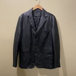 Men’s Medium Croft & Barrow Black Genuine Leather Button Front Jacket