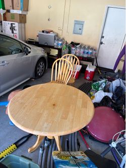 Solid Wood Dual Drop Leaf Table with 2 Dining Chairs