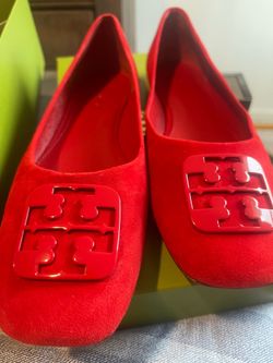 Tory Burch Georgia Ballet Flats in Triple Red Suede
