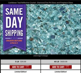 TEAL REFLECTIVE FIRE GLASS - 60 lbs
