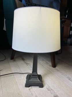 Table Lamp with White Drum Shade