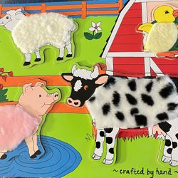 Vintage 1994 Touch and Feel Farm Animal Wooden Puzzle