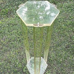 Acrylic Lucite Pedestal Plant Stand Accent Decor