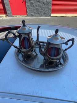 Silver-Plated Tea Set with Tray