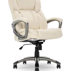 Brand New White Bonded Leather Tall Back Height Adjustable Reclining Executive Office Chair 