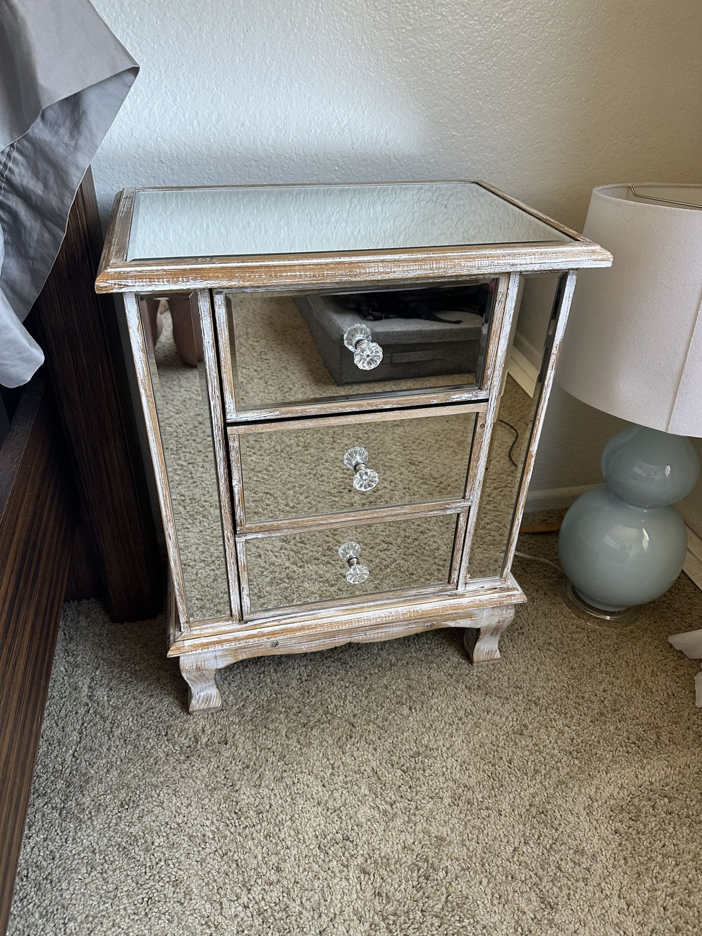 Mirrored Nightstand End Table 2 Available
