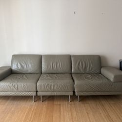 Italian Leather Sectional Sofa + Ottoman – Modern