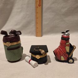 Hinged Trinket Boxes, Lot Of 3, VTG 1999