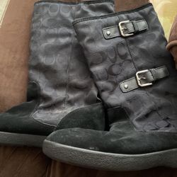 Black Coach Boots Size 10