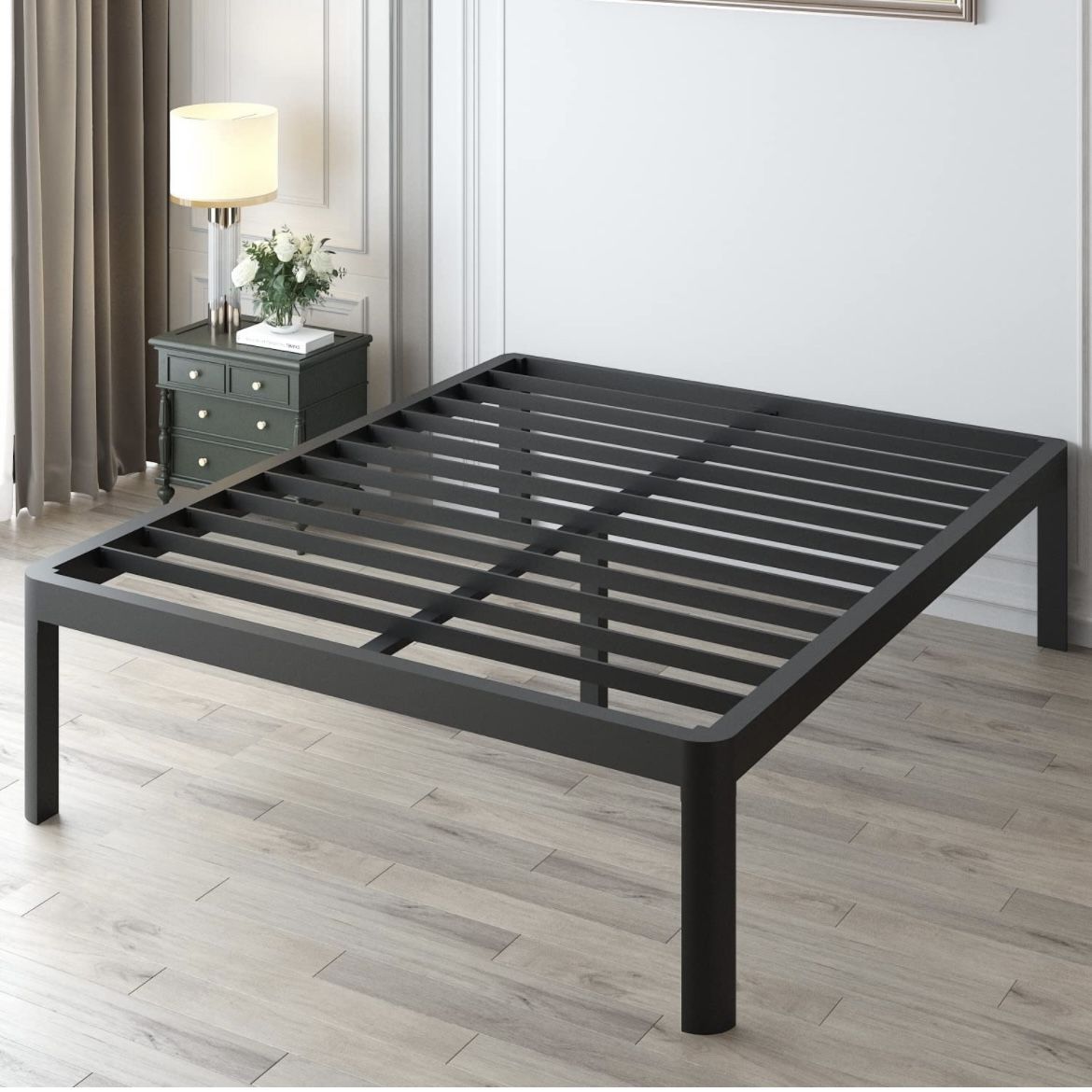 HAAGEEP Queen Bed Frame 18 Inch High Bedframe Tall No Box Spring Needed