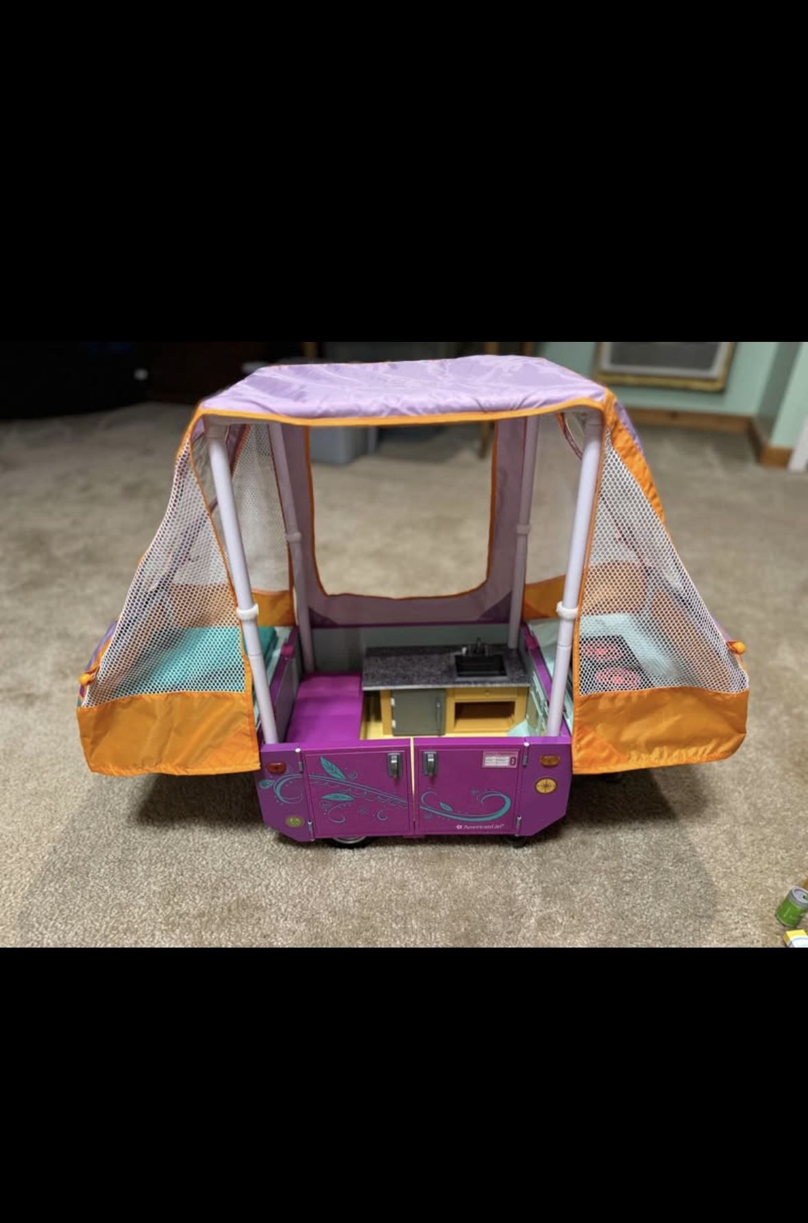 ❤American Girl Doll Outdoor Adventure Pop-Up Camper Trailer Accessories Retired. like new.