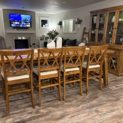 Ashley Dining Table, Chairs And Lighted Hutch