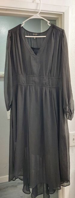 Jessica Simpson Collection Black Sheer Long Sleeve Dress Women's Size 1X - Black
