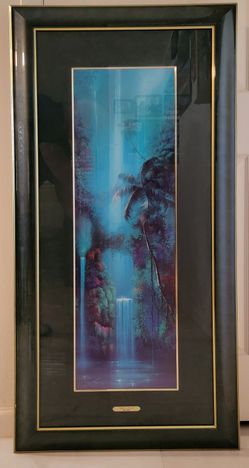 Large Framed Art – “Wailua Falls” by David Miller – 24" x 49" – $125