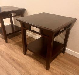 Dark Wood End Tables - Set of 2
