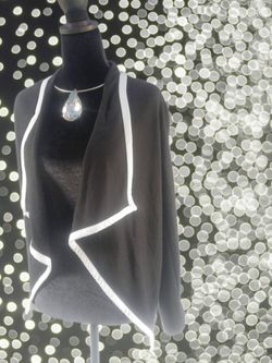 Black Cardigan with White Trim