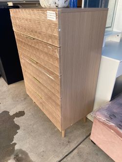 5-Drawer Tall Dresser with Gold Handles