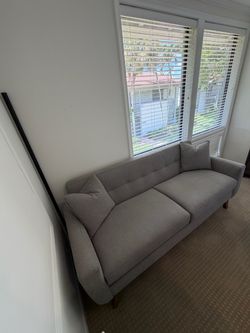 Gray Modern Sofa with Pillows