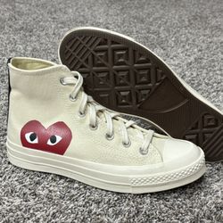 Women’s CONVERSE PLAY ‘Comme Des Garcons’ Beige Canvas Sneakers Size US 8