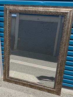 Large Wall Mirror with Ornate Silver Frame