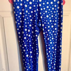 Women’s Large Patriotic Blue Star Pattern Leggings