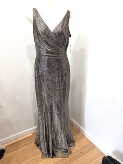 Lauren Ralph Lauren Black Gold Metallic V-Neck Gown Size 4 NEW