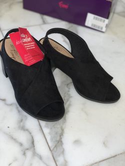 Black Faux suede open toe booties
