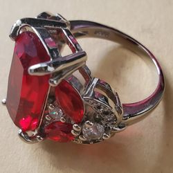 925 Silver Ring  Ruby Size 9