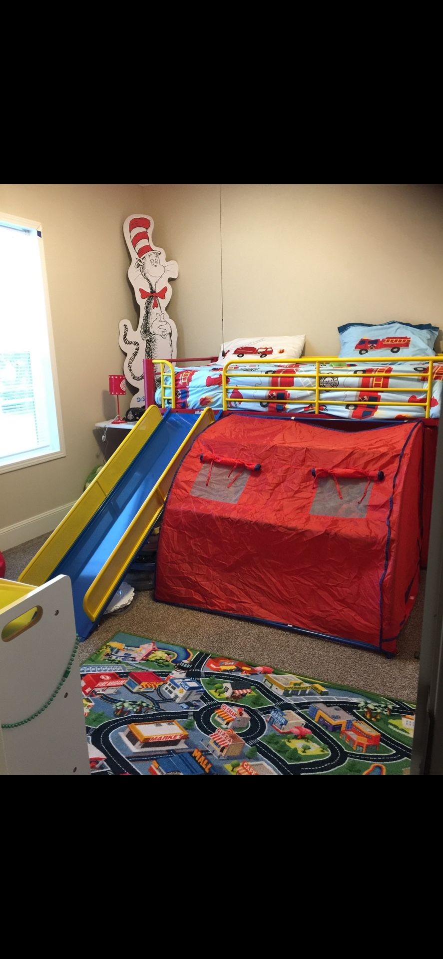 Boys Loft Tent Bedroom Set with firefighter theme