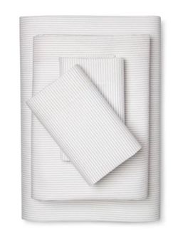 Twin/Twin XL Microfiber Sheet Set. Striped White Sleek Silver - Room Essentials
