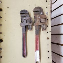 Pair of PROTO  pipe wrenches  10" & 14"