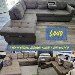 Sectional 2 Pcs $449 Grey Or Brown FREE LOCAL DELIVERY & SET UP