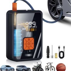 Portable Air Pump for Car Tires, 150 PSI Tire Inflator Cordless with LED Light, Rechargeable Auto Shut-off Air Compressor 2X Fast Inflation Tire Pumps